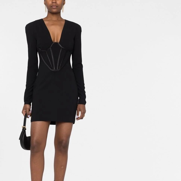 Versace Corset Black Dress Size 4 - Picture 4 of 7